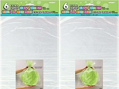 Large Clear Cellophane Gift Bags, 6ct (2 packs)