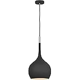 Hinkley Ziggy Medium Teardrop Pendant Light, Adjustable Cord for Customize Height from Even or Sloped Ceilings, Black and Pol