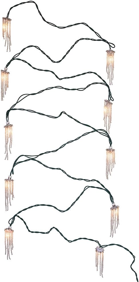 Kurt Adler Indoor 10-Light Clear Beaded Icicle Light Set