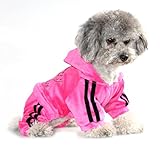 SEIMAI Dog Hoodies Jumpsuit for Small Dog Cat Puppy Rhinestone Crown Soft Velvet Winter Hooded Pajamas Tracksuit Outfits Sportswear Jacket with Hat Training Outdoor Pink S