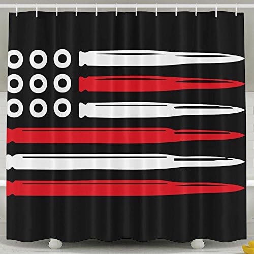 Bullet American Flag Shower Curtain Fabric Bathroom Shower Curtain Set,72x60 Inch
