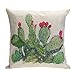 Whitelotous 18 x 18 Inch Creative Cactus Succulent Plants Cotton Linen Decorative Square Cushion Cover Throw Pillow Case Home Sofa Car Decor (1#)