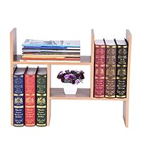 SYgerks Bookshelf - Wood Bookshelf Divider Organizer,Creative Simple Desktop Telescopic Storage Rack,Multi-Function and DIY Book Shelves,Free to Split and Combine (Brown, B)