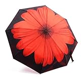 Automatic Travel Umbrella, Oak Leaf Auto Open/close Foldable Rain Umbrella, Red Flower - Waterproof, Windproof, Compact for Easy Carrying Totes -Durability Tested 5000 Times