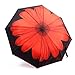 Automatic Travel Umbrella, Oak Leaf Auto Open/close Foldable Rain Umbrella, Red Flower - Waterproof, Windproof, Compact for Easy Carrying Totes -Durability Tested 5000 Times
