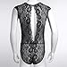 FEESHOW Sexy Men's One-Piece Sheer Lace Sissy Lingerie See Through Bodysuit Jumpsuit Sleepwear Nightwear Black X-Large