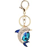 JTTBIGV Cute Animal BlingBling Crystals Keychain Animal Charm Keyring Car & Bag Accessory For Wallet Purse Handbags Cars Key Pendant Decor (Blue Dolphins)