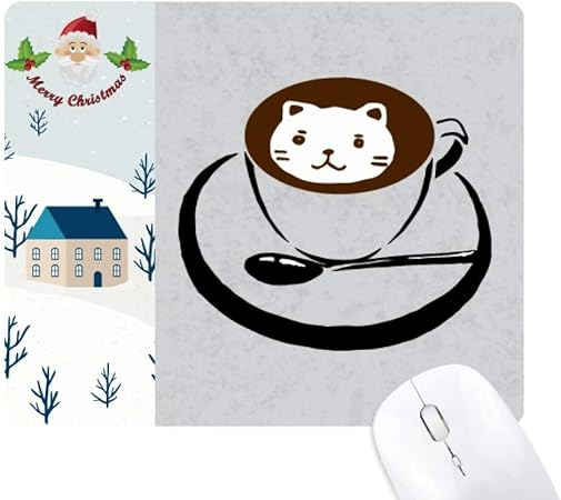 Amazon Co Jp コーヒーカップイラスト かわいい猫の模様 サンタクロースハウス マウスパッド ギフト パソコン 周辺機器
