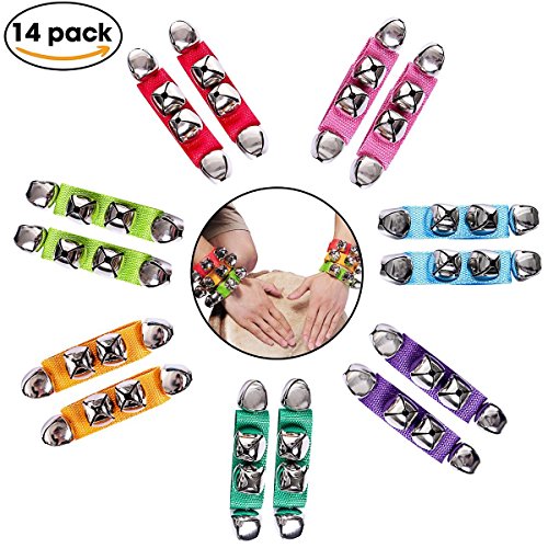 Band Wrist Bell, DEALIKEE Multi-Color Musical Rhythm Toys Wrist Bells and Ankle Bells Wrist Foot Bell Instrument Percussion Orchestra Rattles Toy. (14 PACK)