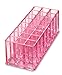 byAlegory Acrylic Makeup Brush Organizer 24 Space Storage w/ Deep Slots For Cosmetic Beauty Brushes Refillable Container - Pink Clear