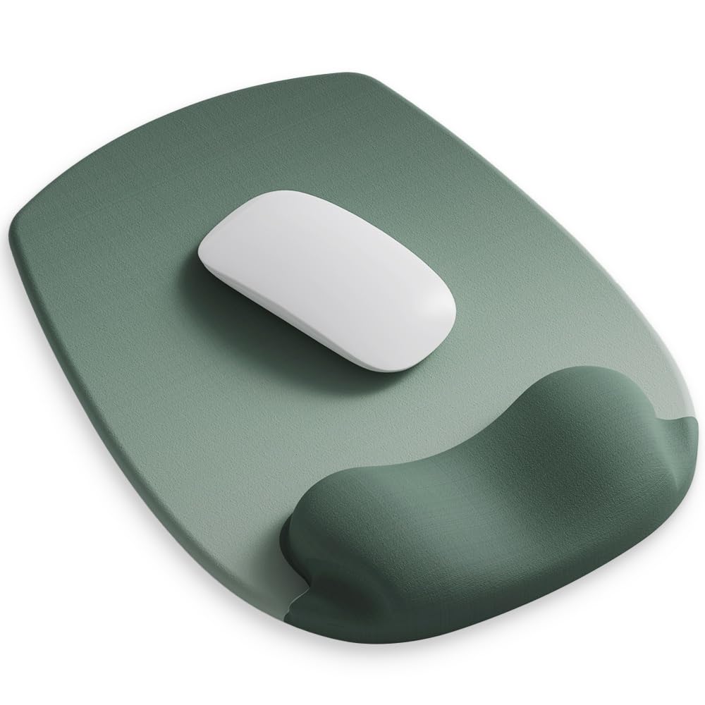Photo 1 of ErgoFlow Gel Wrist Rest Mouse Pad - Ergonomic Cushion for Desk, Cute Aesthetic Computer Decor for Women; Small Mousepad Mat&Laptop Pads - Office, Home Support & Ergo Accessories Supplies(03Sage Green)