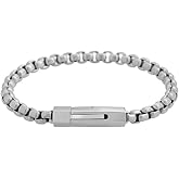 Geoffrey Beene Men's Stainless Steel Pattern Box Chain Bracelet