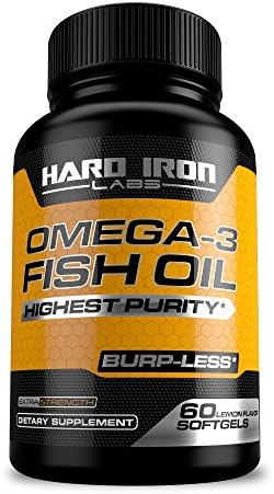 Omega 3 Fish Oil w/Triple Strength EPA & DHA. Highest Concentration w/Fatty Acids. Supports Heart Health & Brain Development, Burpless, Non-GMO Supplement Pills, Lemon Flavor - 60 Softgels