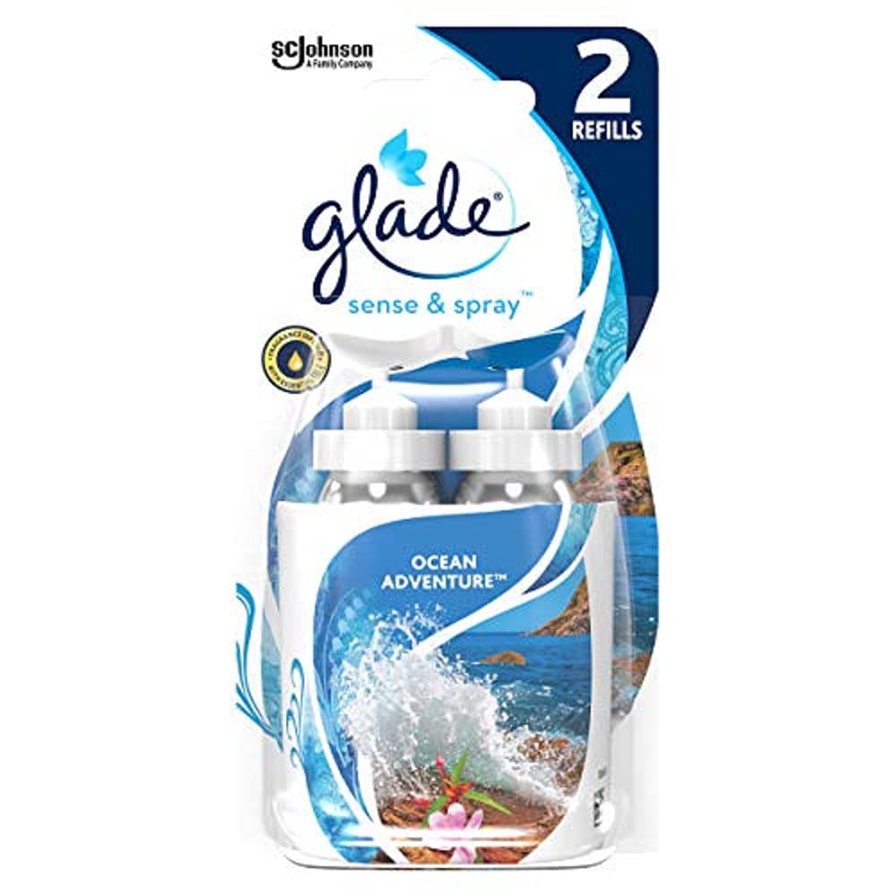 Glade Sense & Spray Air Freshener, Motion Activated Automatic Odour Eliminator for Home, 18 ml Refill, Ocean Adventure, 2 Refills