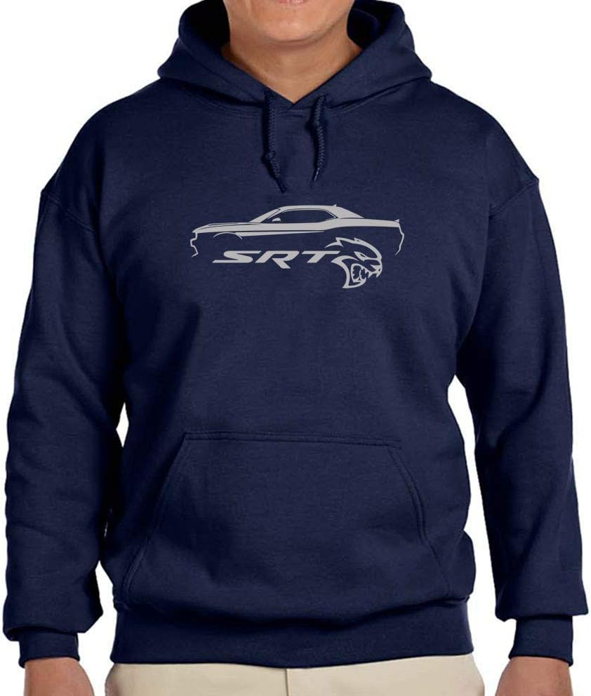 Dodge SRT Challenger Hellcat Classic Silver Color Outline Design Hoodie Sweatshirt