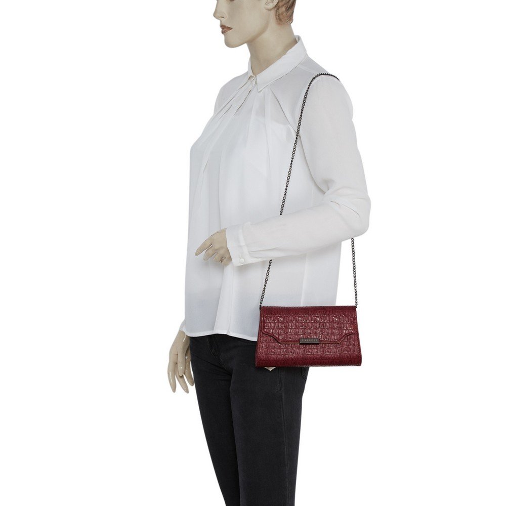 caprese women's sling bag (croc maroon)