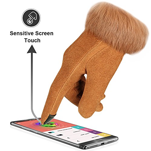 image for OZERO Touch Screen Gloves Ladies and Girls Fleece Thermal Gloves with 