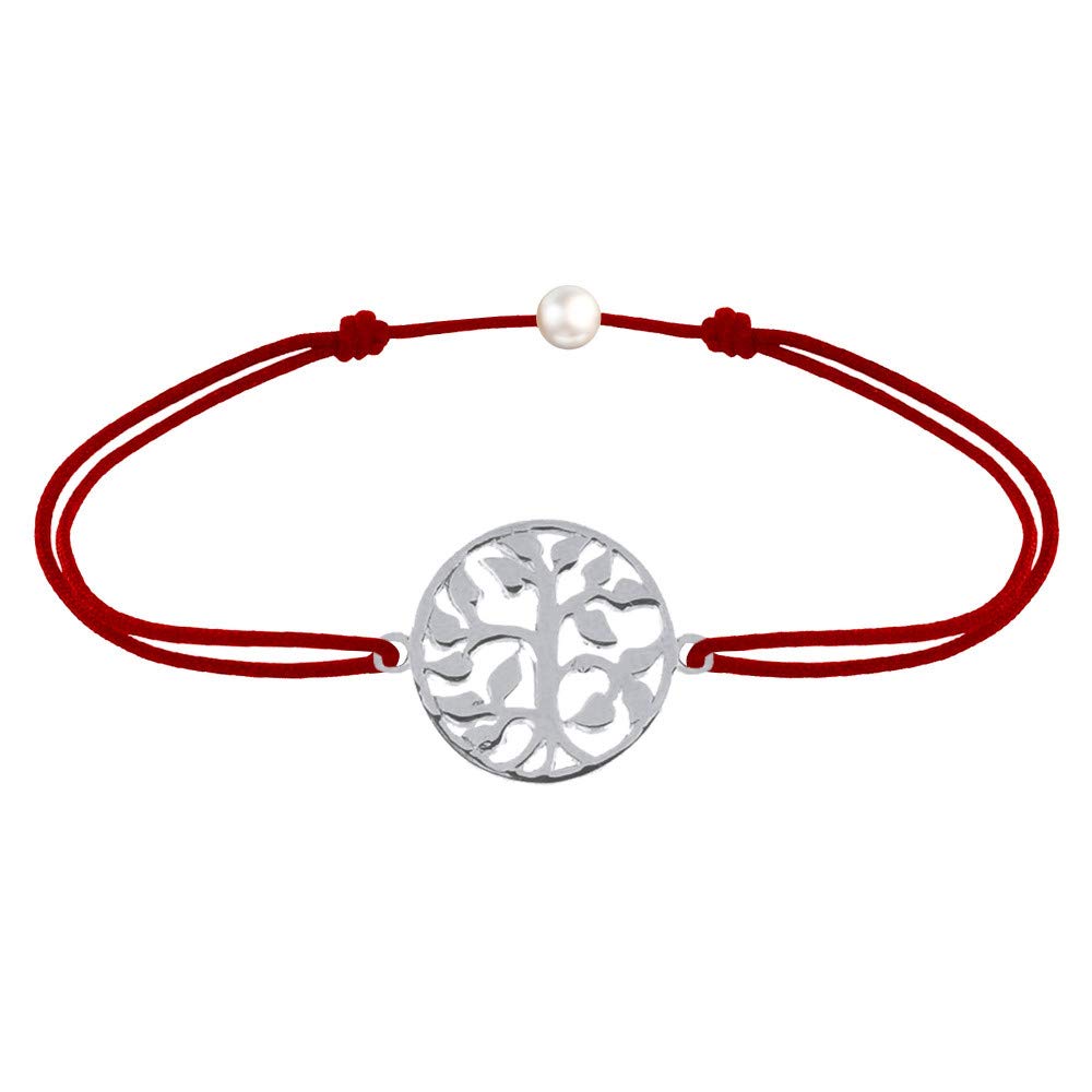 LES POULETTES BIJOUX - Sterling Silver 925 Link Bracelet Life Tree - Red — image 1