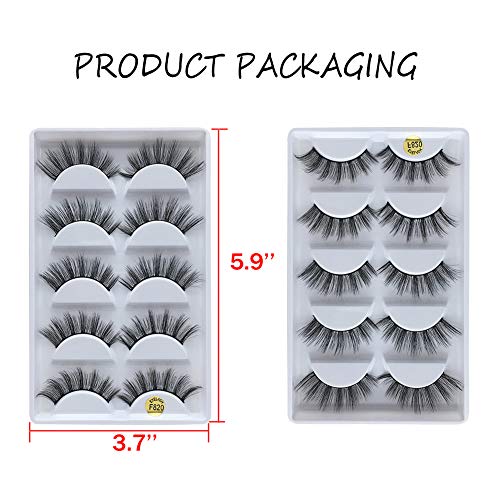 3D Real Mink False Eyelashes, Handmade Reusable Mink Lashes, Luxurious Wispy Natural Cross Thick Long Lashes With Applicator 10 Pairs/F820