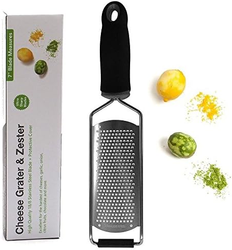 Cheese Grater Lemon Zester with Stainless Steel Blade and Cleaning Brush for Parmesan, Lemon, Chocolate, Coconut, Citrus, Potato, Ginger and Fine Grate Spices, Premium Zester, Fine Grater(KG1004)