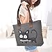 Jiyaru Women Canvas Tote Purse Handbag Cat Tote Shoulder Bag Casual Bag Black