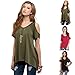 YANG-YI Sexy Women Casual V-Neck Off Shoulder T-Shirt Short Sleeve Solid Fashion Stretch T-Shirt