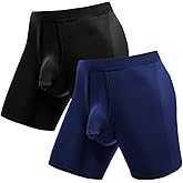 Ouruikia Men's Underwear Boxer Briefs Anti-Chafing Long Leg Modern Long Leg Boxers Tagless Boxer Briefs Separate Pouch