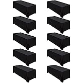 Surmente 10 Pack Black Tablecloth 90 x 132-inch Rectangular Polyester Table Cloth for Weddings, Banquets, or Restaurants