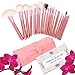 Professional Cosmetic Makeup Brushes Set - Beauty Make Up Face Kit Eyeshadow Foundation Eyeliner Bronzer Concealer Contour Brush for Blending Powder & Cream With Organizer Holder Case 22 Piece Pink