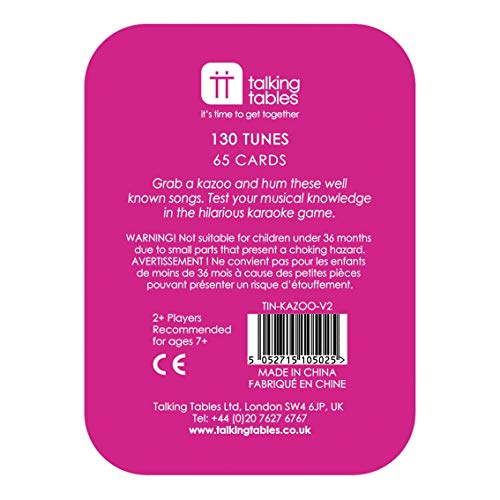 Talking Tables Kazoo Karaoke Party Game Music Trivia Cards Family Fun