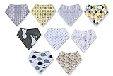 Baby Bandana Drool Bibs, Unisex 9-Pack Gift Set for Drooling + Teething, 100% Organic Cotton - Adjustable Bandana Bibs, Machine Washable, Soft, Absorbent and Hypoallergenic, Boys + Girls, Baby Showers