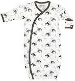 GOTS Certified Organic Cotton Baby Kimono Gown Sleepwear (Elephant, 0-6m)