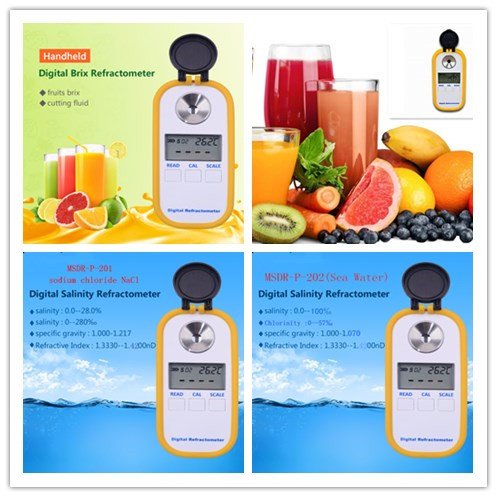 Fruit Refractometer Digital Refractometer Sugar Refractometer Fruit Digital Refractometer Salinity Refractometer Brix Sugar Brix Refractometer Digital Juice Refractometer Brix 0-50.0% Accuracy0.2% ATC