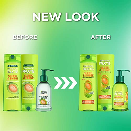 Garnier Fructis Sleek & Shine Shampoo, Conditioner + AntiFrizz Serum