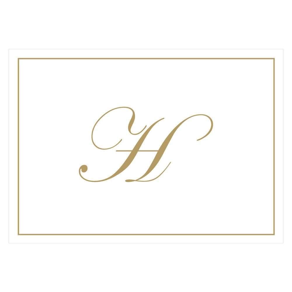 Caspari 83632.H Boxed Notes Embossed H Initial Blank Notecards in Gold, Pack of 8