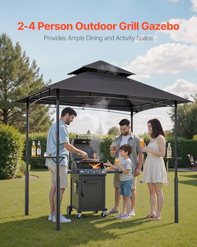 VEVOR 8x5 ft BBQ Grill Gazebo with Double-Tiered Roof, Powder-Coated Steel Shelter image 20
