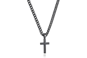 Lumayina Simple Cross Necklace for Men Women with 18-26 Inch Chunky Cuban Chain, Durable Stainless Steel Black Gold Silver Cross Pendant Necklace for Men Teen Boys Girls with Jewelry Gifts Box