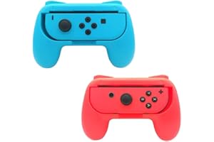 Beastron Comfort Grips Compatible with Nintendo Switch Joy Cons, Sweat-Resistant Handles, 2 Pack, Red & Blue (Matte Finish)