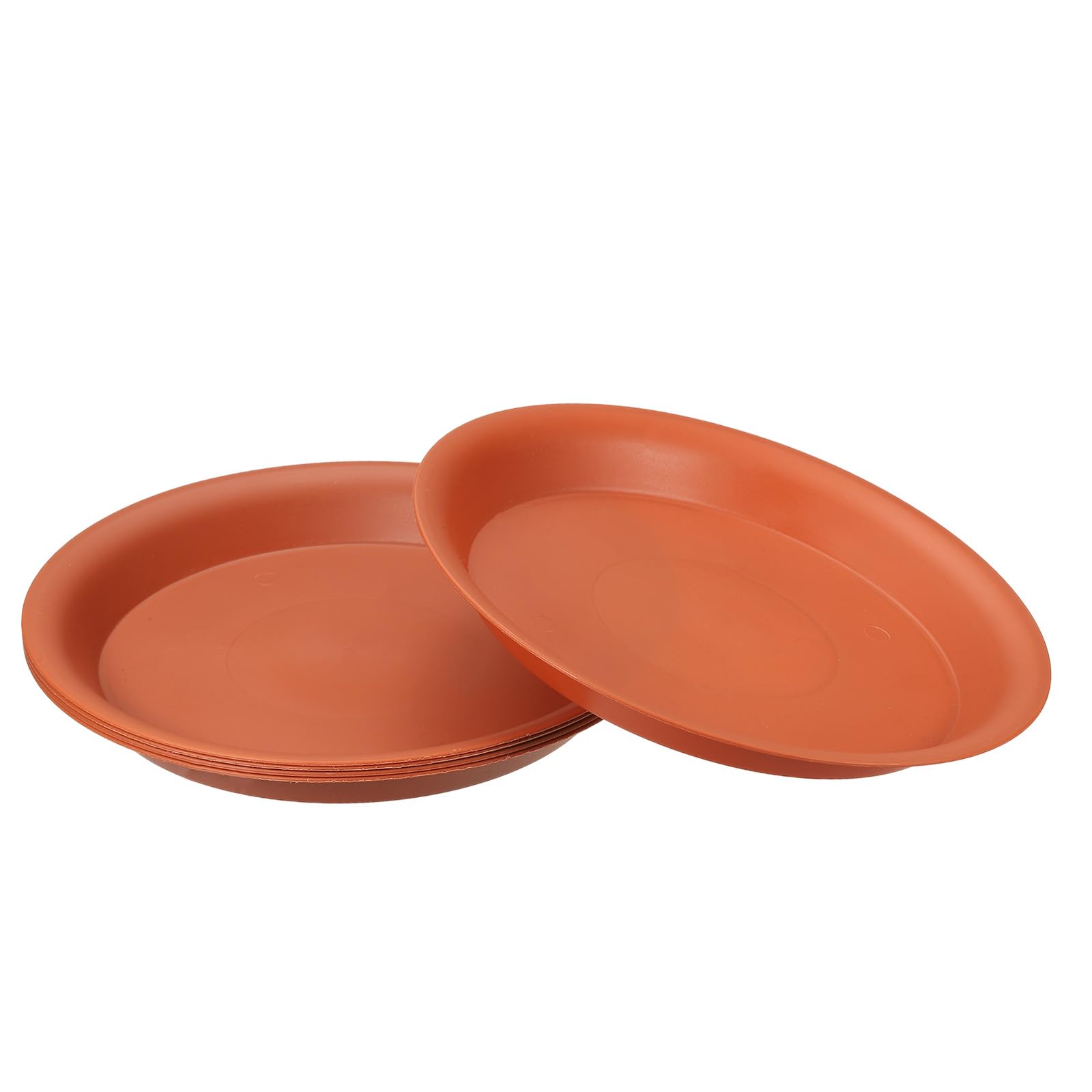 PATIKIL 10 Inch Plant Saucer Tray, 5 Pack Plastic Drip Tray Round Collects Excess Water Flower Pot Drainage Trays for Heavy Indoor Outdoor Pan, Terracotta