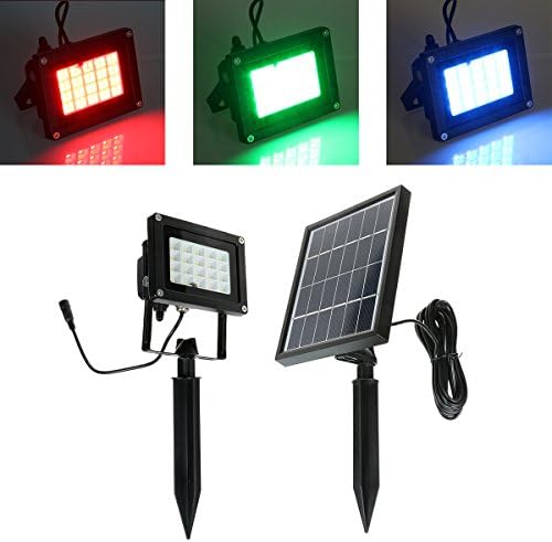 Outdoor Solar Lights, HUANLEMAI 20 LED Solar Landscape Spotlights Waterproof with Remote Control for Garden, Patio, Deck, Landscape, Yard, Hallway, Garage, Porch, Pool (Seven Colors Changing)