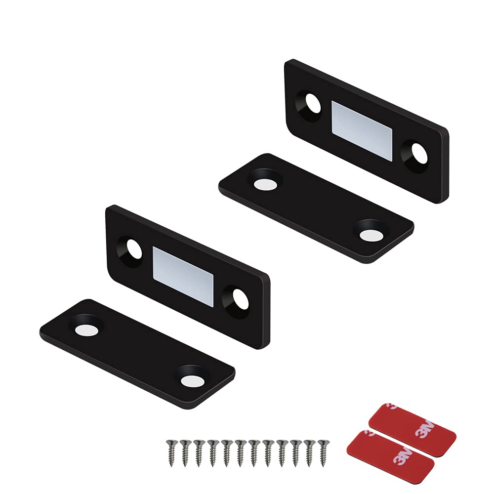 Mousike Magnetischer Türverschluss Ultradünne Schrankmagnete Edelstahl Schubladenmagnetverschluss für Schiebetürverschluss Küchenschrank Schrank Schrankschließer (2 Pack, Black) — image 1