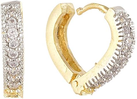 SKN Jewellery American Diamond Ear Clip Bali Hoop Earrings for Women & Girls (SKN-1350A)