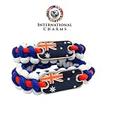 International Charms 2016 Olympic Edition Australia Paracord Bracelet (2) Pack Blue/White/Red with Australian Flag Dogtag (Australia)