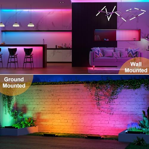 50W Outdoor RGB LED Floodlight, 2PCS Color LED Projector with Remote Control 2.4G and Bluetooth APP Projector RGBW IP66 Waterproof Spot Led Color LED RGB Dimmable Bar for Garden Tree Festival