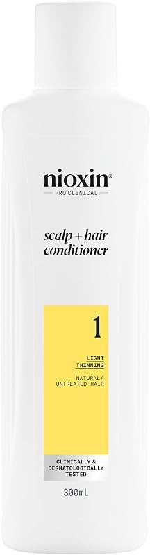 NIOXIN - Sistema 1 - Condicionador de Fortalecimento para Cabelo e Couro Cabeludo - Cabelo Natural com Enfraquecimento Suave - Com Niacinamida (300ml)