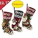 ETERAMUS Christmas Stockings Set of 3,18 inch Large Plush Character 3D Reindeer Santa Claus Snowman Snowflake Design Hanging Bags, Sock