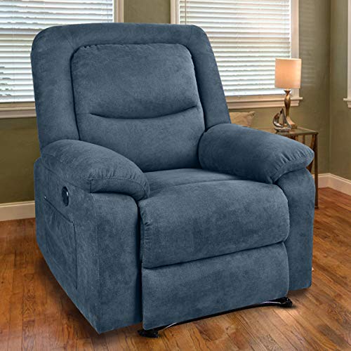 MAGIC UNION Overstuffed Fabric Electric Recliner Chair Heated Vibration Massage Sofa with USB Charge Port Home Theater Seating
