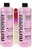 Onyx Professional Salon Strawberry Formula Nail Polish Remover with Nail File 16 oz - Removes Polish, Nail Glue, Nail Glitter & Conditions Nails (2 Bottles)