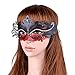Masquerade Mask Shiny Metal Rhinestone Venetian Pretty Party Evening Prom Mask (Dark red + Black)