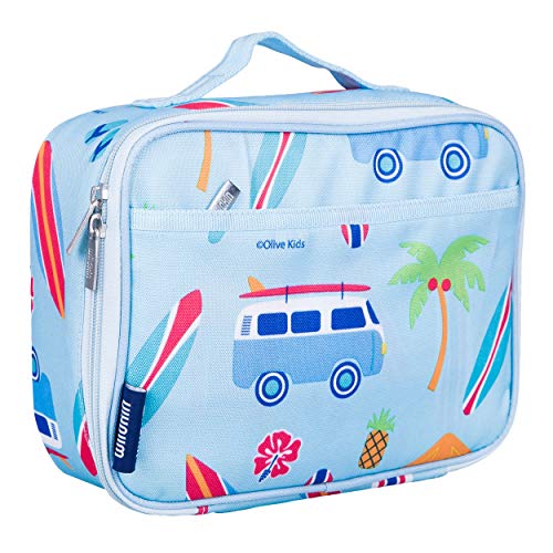 Wildkin 33800, Surf Shack Lunch Box, Insulated, Moisture Resistant, Easy to Clean with Extras for Quick, Simple Organization, Ages 3+, Olive Kids Design, One Size